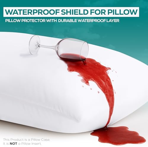 Utopia Bedding Waterproof Pillow Protectors Zippered Body Size (2 Pack, White), Zippered Pillowcases, Bed Bug Proof Pillow Encasement Covers 20 x 54 Inches