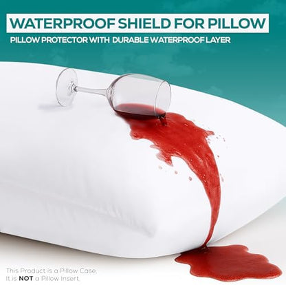 Utopia Bedding Waterproof Pillow Protectors Zippered Body Size (2 Pack, White), Zippered Pillowcases, Bed Bug Proof Pillow Encasement Covers 20 x 54 Inches