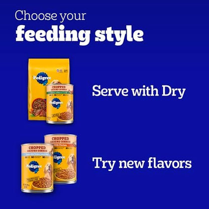 Pedigree Chopped Ground Dinner Wet Dog Food Filet Mignon & Beef Variety Pack, 13.2 oz. Cans (12 Count, Pack of 1)