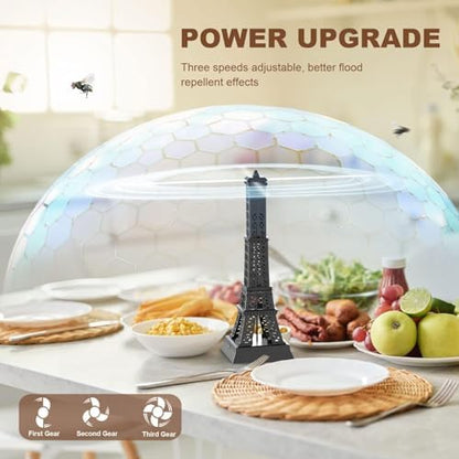Fly Repellent Fan on Table：3 Pcs Foldable for Fly Fans Outdoor-Bug Mosquito Repellent with Holographic Blades for Patio or Food Table use Restaurant Party Barbeque