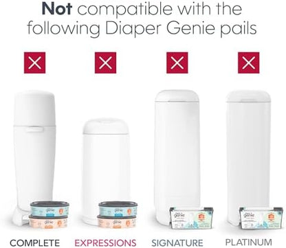 Diaper Genie Jumbo Square Refill, with Continuous Film, can Hold up to 810 Newborn-Sized Diapers per Refill.