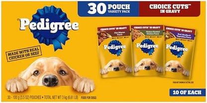 Pedigree Choice Cuts in Gravy Adult Soft Wet Dog Food 30-Count Variety Pack, 3.5 oz. Pouches