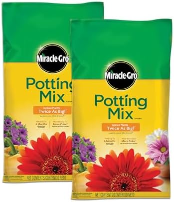 Miracle-Gro Potting Mix, For Container Plants, Flowers, Vegetables, Shrubs, Annuals, Perennials, Feeds up to 6 Months, 8 qt., 2-Pack