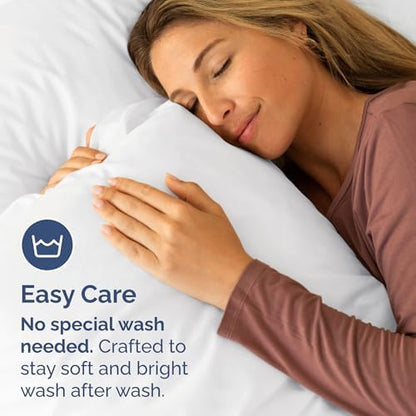 Queen Pillow Cases Set of 2 - Ultra Soft Hotel Quality Pillowcase Covers - Comfy, Cozy & Wrinkle Free - Shrinkage, Stain and Fade Resistant - Machine Washable Pillow Protectors - 2 Piece Set - White