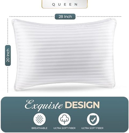 Utopia Bedding Bed Pillows for Sleeping Queen Size (White), Set of 2, Cooling Hotel Quality, for Back, Stomach or Side Sleepers