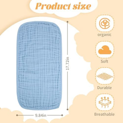 Baby Burp Cloth 100% Cotton Newborn Cotton Muslin Burp Cloth 10x20 inches (White & Blue 6 Pieces)