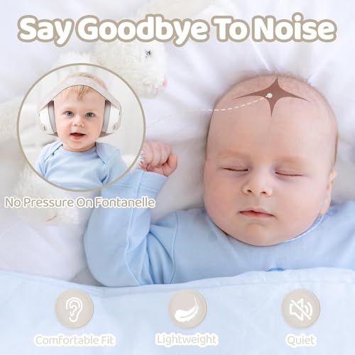 Baby Headphones-Infant Ear Protection for Babies 0-36 Months, 25dB NRR Baby Noise Cancelling Headphones with Little Bear Design,Travel Essentials for Airplane/Improves Sleep/Outdoor