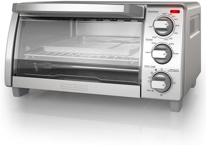 BLACK+DECKER 4-Slice Toaster Oven with Easy Steam Compact Iron, Nonstick Plate, SmartSteam, Anti-Drip