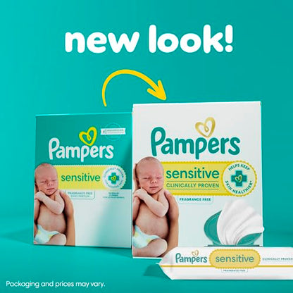 Pampers Baby Wipes, Sensitive, Water Based Wipe, Clinically Proven, Hypoallergenic, and Unscented for Babies, 1008 Wipes Total (12 Flip-Top Packs) [Packaging May Vary]