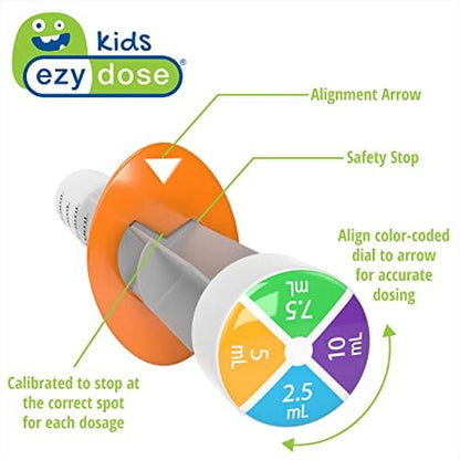 EZY DOSE Kids Baby Oral Syringe & Dispenser, True Easy Design for Liquid Medicine,Tylenol, Motrin, Easy to Administer, Accurate Dosing,10 mL/2 TSP Color Coded, BPA Free, Pack of 3
