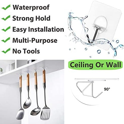 Adhesive Hooks for Hanging Heavy Duty Wall Hooks Self Adhesive Towel Coat Hooks Waterproof Transparent Hook for Bathroom Shower Kitchen Keys Door Outdoor Home Improvement Utility Hook 12 Pack