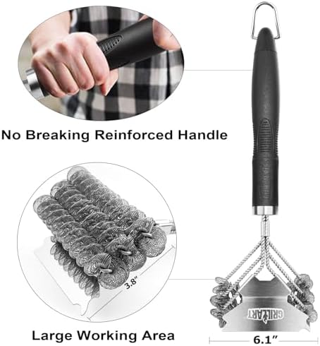 GRILLART Grill Brush and Scraper Bristle Free - Safe BBQ Brush for Grill -Stainless Grill Grate Cleaner - Safe Grill Accessories for Porcelain/Weber Gas/Charcoal Grill - Gifts for Grill Wizard/Men/Dad