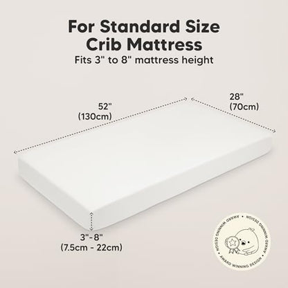 KeaBabies 2-Pack Organic Crib Sheets for Boys, Girls - 52x28 Fitted Crib Mattress Sheet Neutral, Breathable Jersey Cotton Cover for Baby Bed, Toddler Mattress, Soft & Cute Prints (Soft White)