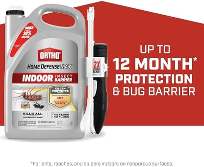Ortho Home Defense Max Indoor Insect Barrier with Extended Reach Comfort Wand, Kills Ants, Roaches, Spiders, Fleas and Ticks, 1 gal.