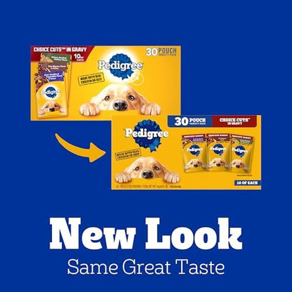 Pedigree Choice Cuts in Gravy Adult Soft Wet Dog Food 30-Count Variety Pack, 3.5 oz. Pouches