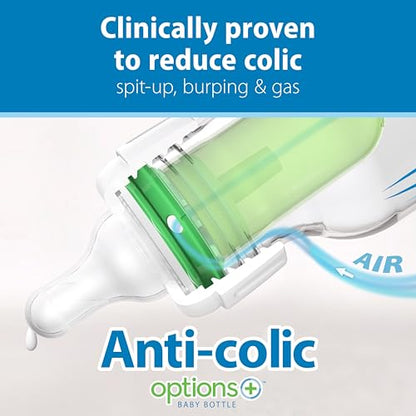 Dr. Brown's Anti-Colic Options+ Narrow Glass Baby Bottle with Level 1 Slow Flow Nipple, BPA-Free, 8 oz/250 mL, 4-Pack