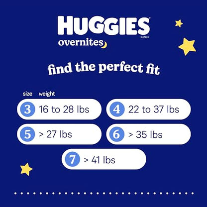 Huggies Overnites Size 5 Overnight Diapers (27+ lbs), 50 Ct, Packaging May Vary