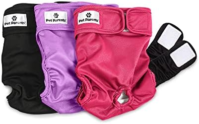 Pet Parents® Washable Dog Diapers (3pack) + Extendrs® of Durable Doggie Diapers, Premium Dog Diapers Female (Medium, Princess)