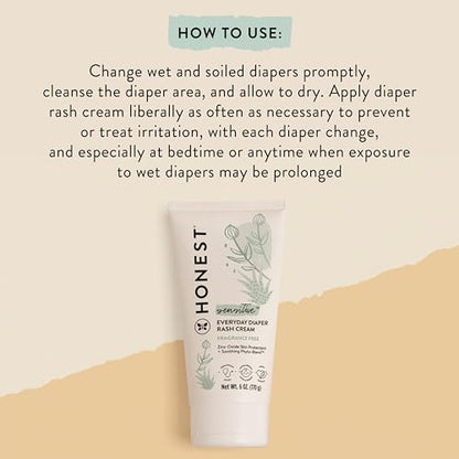 The Honest Company Hypoallergenic Diaper Rash Cream | Moisturizing + Calming Zinc Oxide Ointment | NEA Recognized, Cruelty Free | Value Size, 6 oz