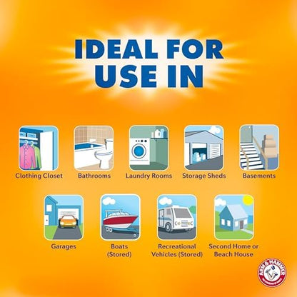 Arm & Hammer Essentials Disposable Moisture Absorber and Odor Eliminator Tub, Linen Fresh, 1 lb., 3-Pack, Attracts and Traps Excess Moisture, Ideal Closet Non-Electric Dehumidifier