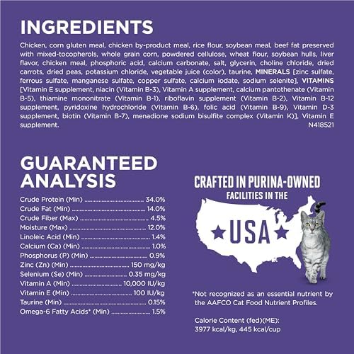 Purina ONE Natural Cat Food for Hairball Control, +PLUS Hairball Formula - 7 lb. Bag