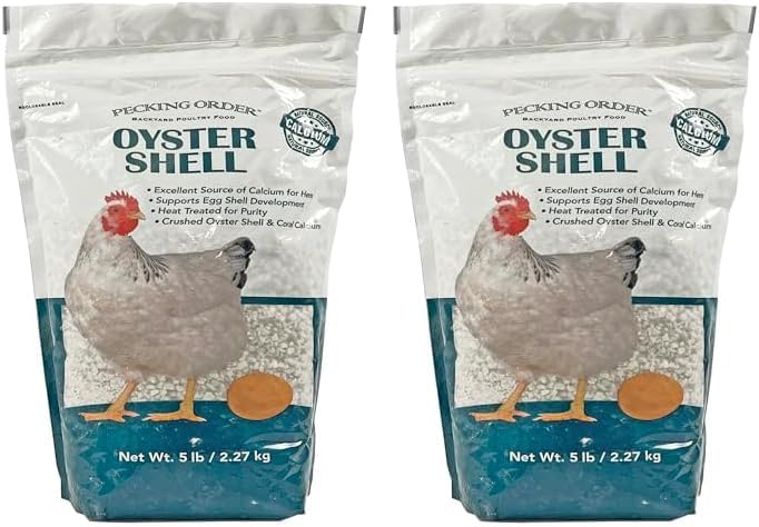 Pecking Order Oyster Shell - Calcium Supplement to Support Laying Hens and Strong Egg Shell Development (5 LB) (Pack of 2)
