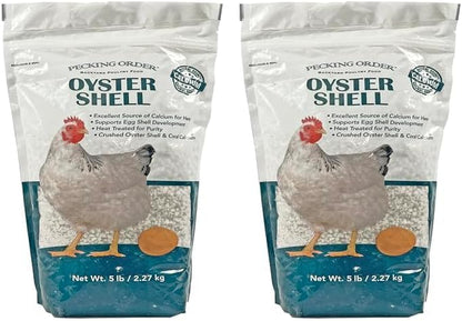 Pecking Order Oyster Shell - Calcium Supplement to Support Laying Hens and Strong Egg Shell Development (5 LB) (Pack of 2)