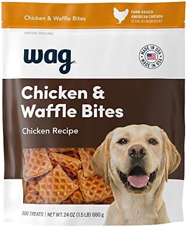 Amazon Brand - Wag Dog Treats, Chicken and Waffle Bites, 24 oz Resealable Pack of 1