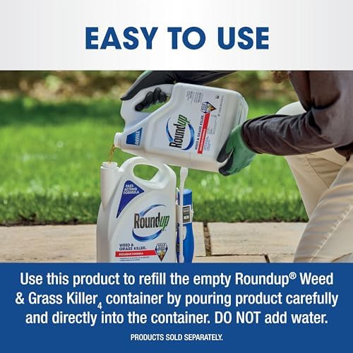 Roundup Weed & Grass Killer₄ Refill, Use in and Around Flower Beds, Trees, Driveways, Walkways & More, 1.25 gal.