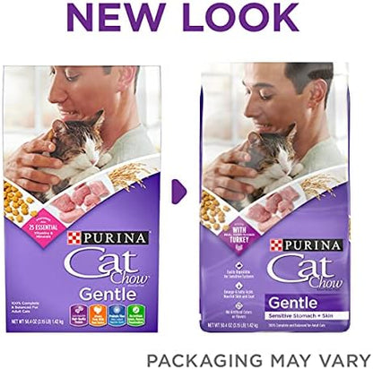 Purina Cat Chow Gentle Dry Cat Food, Sensitive Stomach + Skin - 13 lb. Bag
