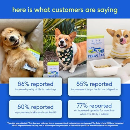 Native Pet Dog Vitamins & Supplements - 11-in-1 Multivitamin Powder for Dogs Food Topper - Collagen, Glucosamine, Probiotics, Omega & More- Supports Healthy Gut, Mobility & Overall Health -30 Scoops