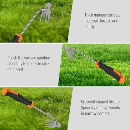 Weed Puller Tool,Portable Garden Weeder Tool,2024 New Manganese Steel Weeding Tools,For Hand Weeder Puller for Vegetable Gardening Backyard Farm Planting & Uprooting Weeding Tool (Rubber Handle)