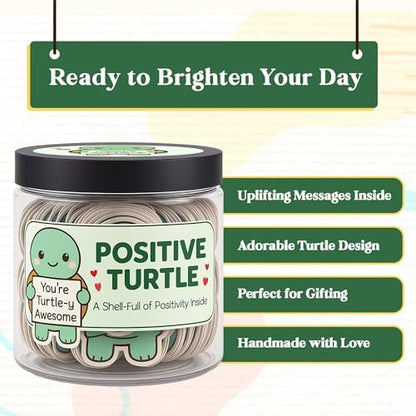 60 Positive Turtle Cards Jar Jar with NFC Keychain Turtle, Affirmation Cards For Women, Unique Birthday Gifts For Women and Men, Girl Gifts Trendy Stuff, Positive Affirmations Cards