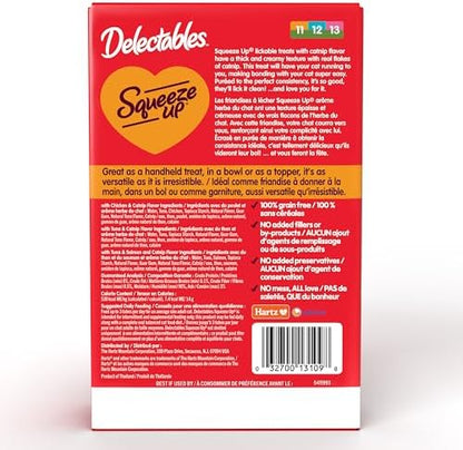 Delectables Squeeze Up Catnip Variety Pack, Creamy Squeezable Puree, Lickable Wet Cat Treats, Grain Free, No Added Fillers, No by-Products, No Added Preservatives, 0.5 Ounces Tube, 20 Tubes Total