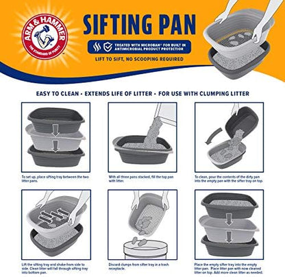 Arm & Hammer Large Sifting Litter Box Scoop Free Cat Litter Tray with Microban, Made in USA