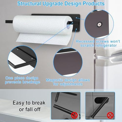 Magnetic Paper Towel Holder, Toilet Paper Roll Holder Magnetic Towel Rack Wall Mount Fridge Organizer for Paper Towels Rolls Bathroom Toilet Pantry RV Kitchen Organizers and Storage 2 Pack