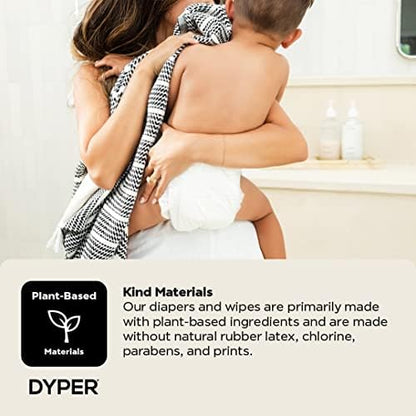 DYPER - Baby Diapers Hypoallergenic Cloth Alternative Day & Overnight Protection - Made with Plant-Based* & Honest Ingredients - Size 1 (36 Count)