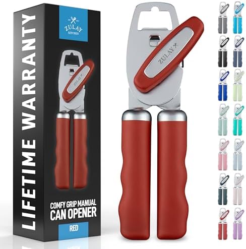 Zulay Kitchen Manual Can Opener with Bottle Opener with Turn Knob