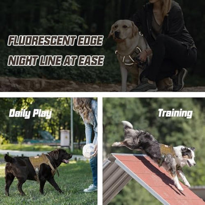 Auroth Tactical Dog Harness for Large Dogs No Pull Adjustable Pet Harness Reflective K9 Working Training Easy Control Pet Vest Military Service Dog Harnesses Army Yellow L