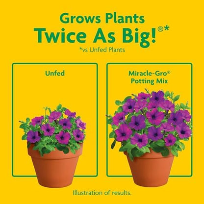 Miracle-Gro Potting Mix, For Container Plants, Flowers, Vegetables, Shrubs, Annuals, Perennials, Feeds up to 6 Months, 8 qt., 2-Pack