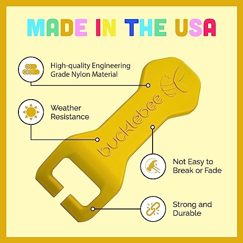 Bucklebee Easy Car Seat Buckle Release Aid for Children Unbuckle Car Seat Release Tool - Button Pusher - Opener for Nails - Buckle Release Tool (1 Pack Yellow)
