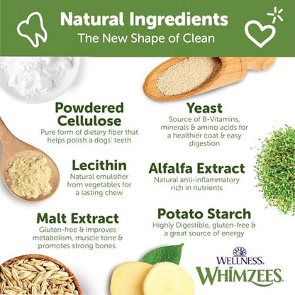 Whimzees Wellness Brushzees Dog Dental Treats, Natural Chews, Small Size Stick, (24 Count)