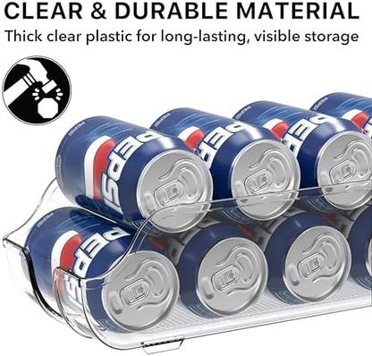 Simple Houseware Soda Can Organizer and Dispenser for Refrigerator / Pantry, Clear, Set of 2