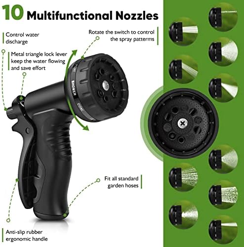 Garden Hose Metal 100FT, Stainless Steel Heavy Duty Water Hose With 10 Function Nozzle, No-Kink, Tough & Flexible, Sturdy and Lightweight, Rust Proof for Yard, Outdoor, RV