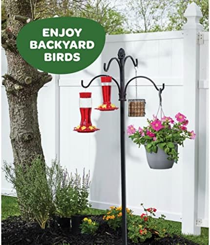 Hummingbird Feeder 10 oz [Set of 2] Plastic Feeders for Outdoors, with Built-in Ant Guard - Circular Perch with 5 Feeding Ports - Wide Mouth for Easy Filling/2 Part Base for Easy Cleaning