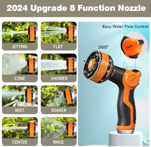 Omont Metal Garden Hose 25FT, Heavy Duty 304 Stainless Steel Water Hoses with Nozzle, Flexible Garden Hose, Lightweight, Rust Proof, No-Kink & Tangle for Yard, Outdoor, RV