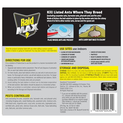 Raid Max Liquid Ant Bait; Kills Ants Where They Breed, for Indoor and Outdoor Use; 12 Bait Stations