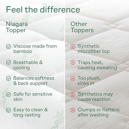 Ultra Soft Queen Size Mattress Topper - Viscose Made from Bamboo Pillow Top Mattress Pad for Back Pain Relief - Naturally Cooling for Hot Sleepers, Green