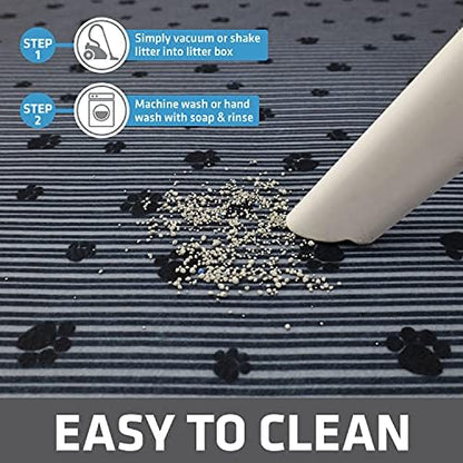 Drymate XL Original Cat Litter Mat, Contains Mess from Box, Protects Floors, Urine-Proof, Machine Washable, Soft on Kitty Paws, Absorbent, Waterproof (USA Made, Recycled Content) (28”x36”)(GreyStripe)