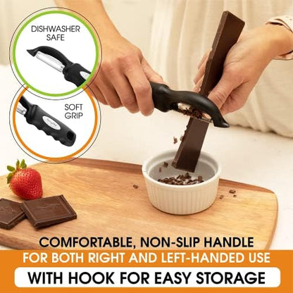 Spring Chef Premium Swivel Vegetable Peeler, Soft Grip Handle and Ultra Sharp Stainless Steel Blades - Perfect Kitchen Peeler For Veggie, Fruit, Potato, Carrot, Apple - Black - Set of 2